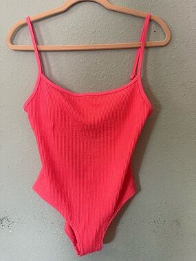 aerie Hot Pink Textured One-Piece Swimsuit